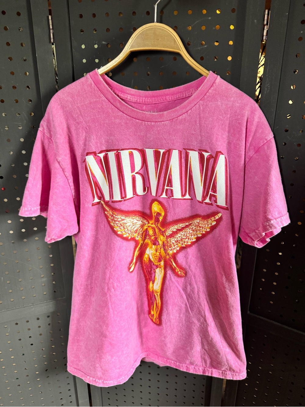 NIRVANA Pink Graphic Angel Short Sleeve Tee